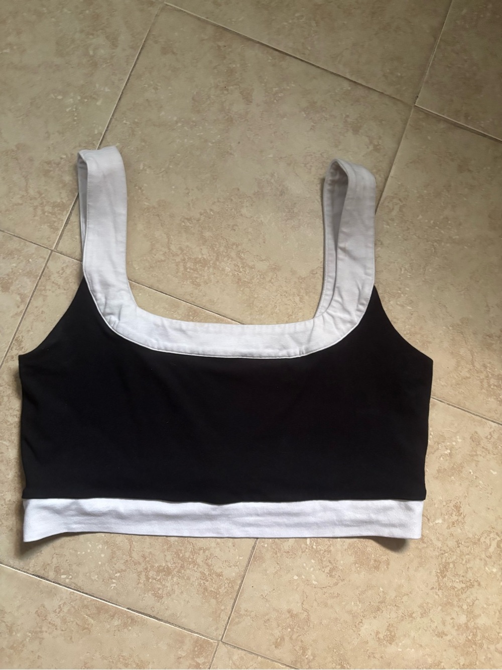 Express Black and White Striped Crop Tank Top